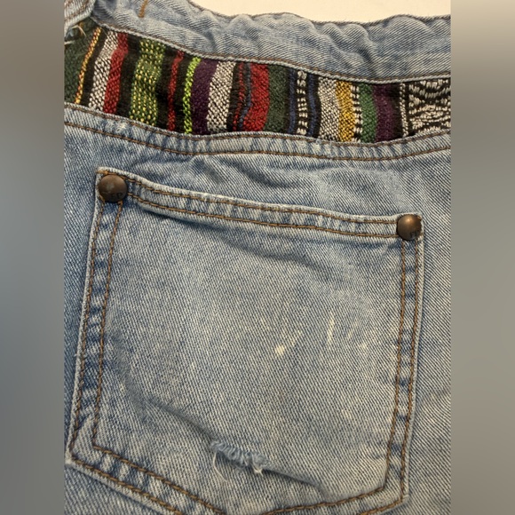 Free People Distressed Denim Shorts Patchwork Boho High Rise Size 27 Cotton - Picture 7 of 9